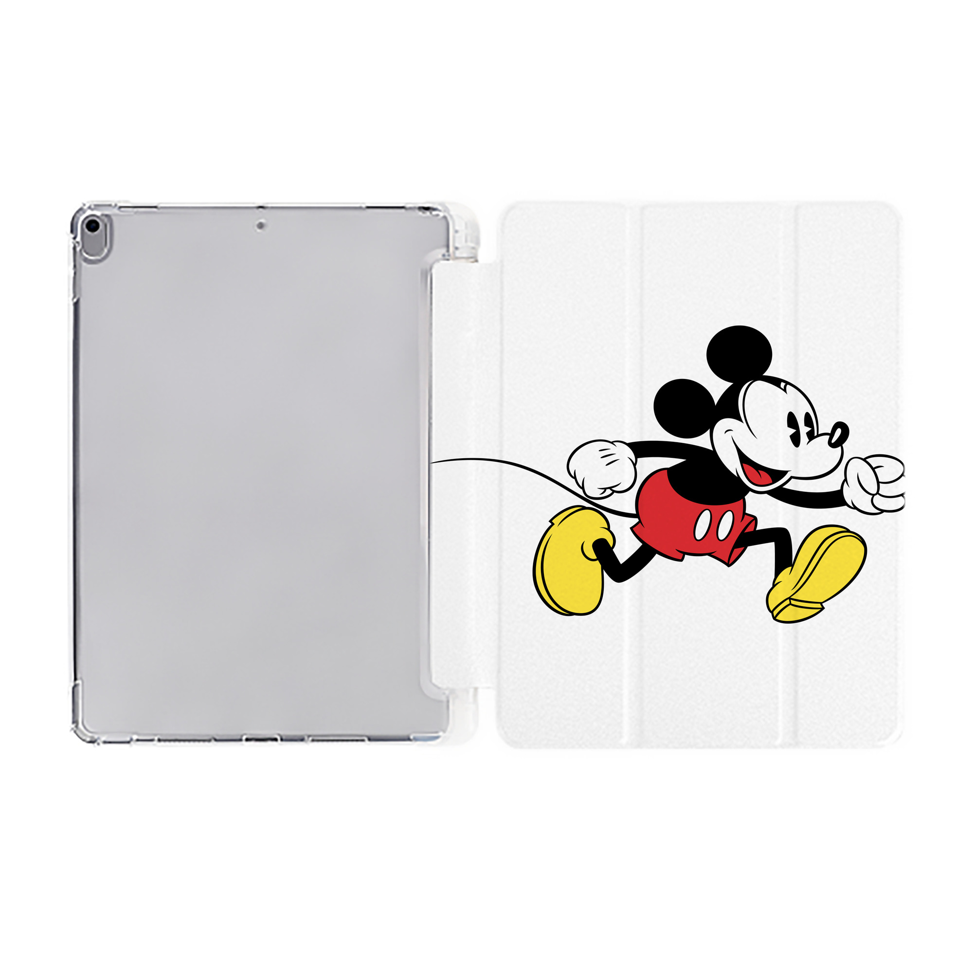 ミッキーマウス Mickey Mouse IPad ケース ペン収納付き 三つ折りスタンド PUレザー×シリコン 対応機種9.5/10.5/10.9インチ